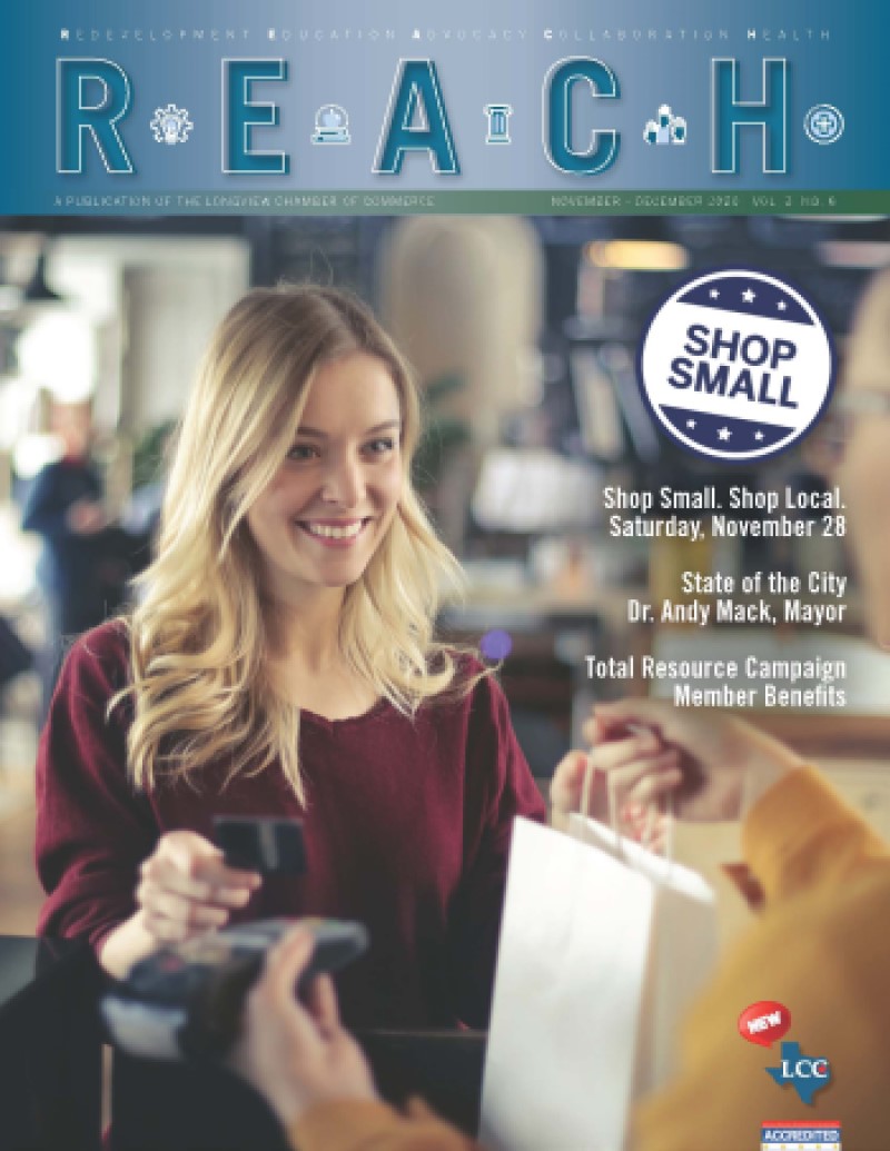 LongviewChamber's tweet image. The latest on leveraging your marketing with the Chamber brand in the Nov/Dec REACH Magazine!  Looking forward and into 2021!
#LongviewTX #LongviewStrong #StrongView #ChamberStrong
conta.cc/35bOSsM