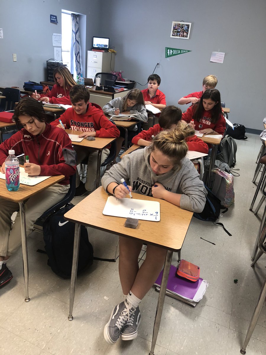 mommytoKirbyJax's tweet photo. Working Multi-Step Equations are so much easier on dry erase boards  than just plain ole notebook paper! #prealgebra #thisisRtown #RCAwolves @RossvilleAcad https://t.co/gdL6iDqLte