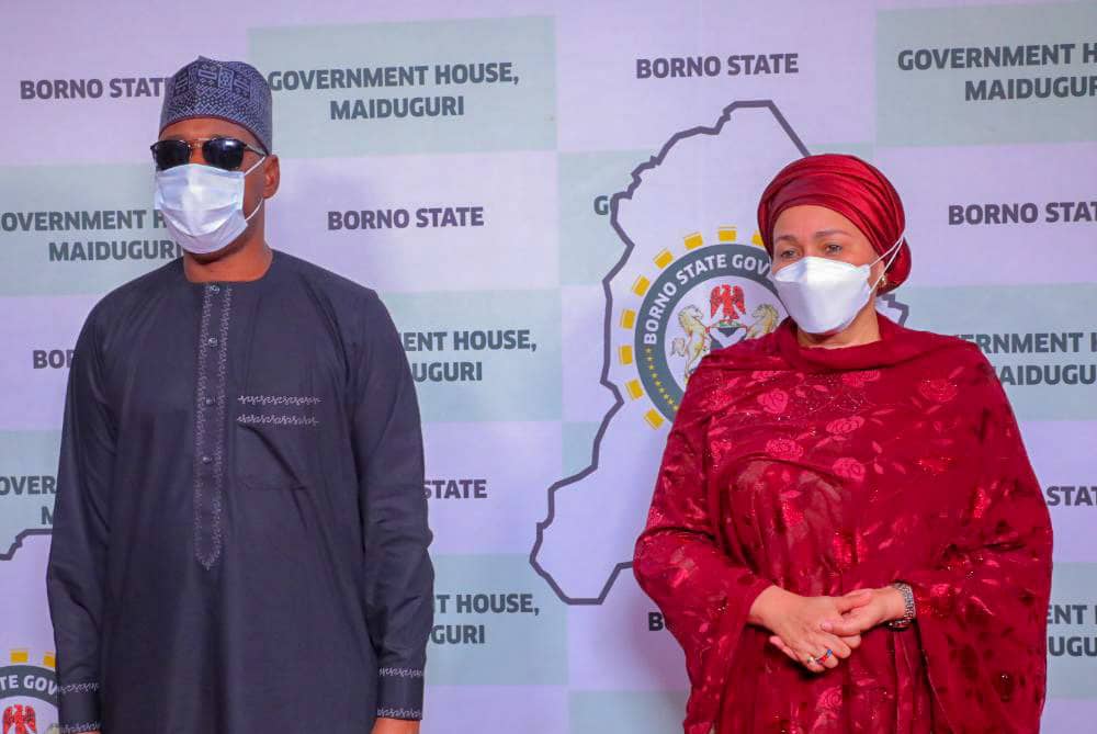 BMB1_Official's tweet photo. UN-DSG: ‘Why I am in Borno’

... Says @MBuhari praised @GovBorno @ProfZulum thrice on Monday

UN Deputy Secretary General, @AminaJMohammed on Tuesday in Maiduguri, explained the purpose of her one day official trip to Borno. 
https://t.co/J50wK6iNgO https://t.co/8YW4pr4LnC