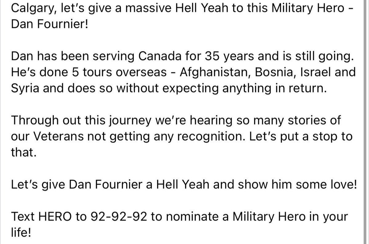CJAY92's tweet photo. Let’s give a massive HELL YEAH to Dan Fournier! 35 years of service and still going!
Go have a beer at @Trolley_5 on us my man, and thank you for everything you’ve done for this country and have still yet to do.
- @jessemodz and @JDfromCJAY #HellYeahForHeroes #JesseAndJD https://t.co/9ipvvgEtsw