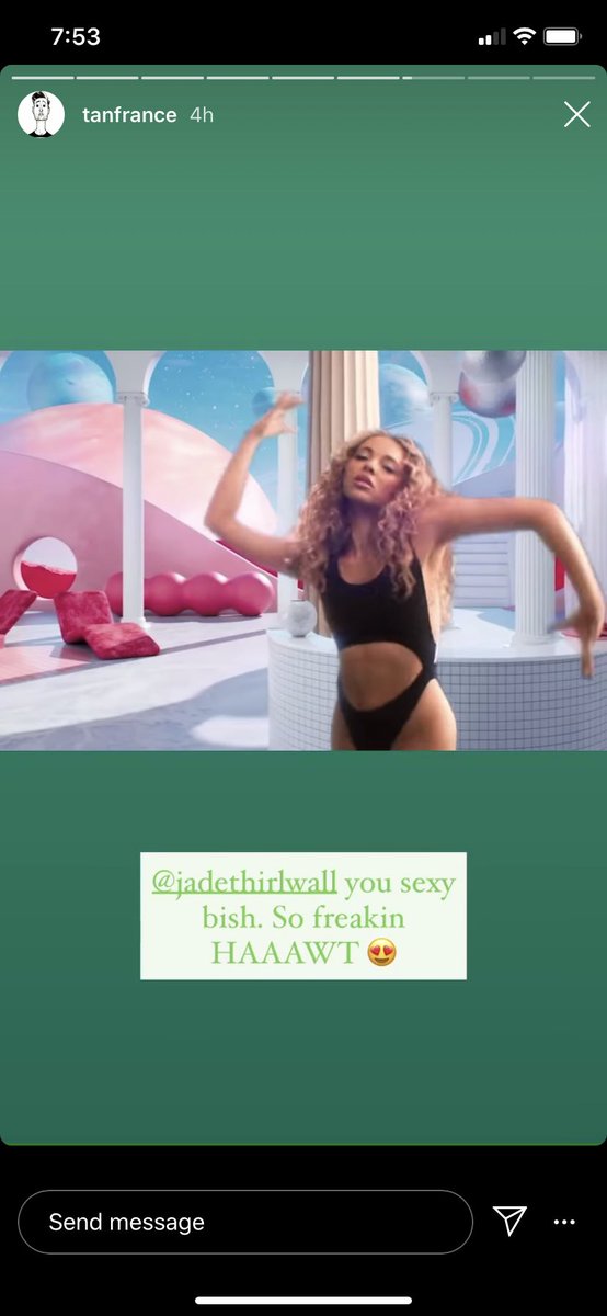 TAN FRANCE posting about holiday and jade on instagram