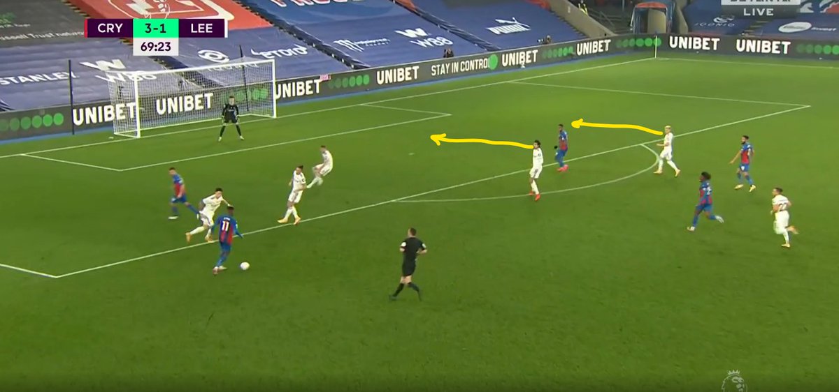 What I mean by marking forward is that it may be the player behind's responsibility to mark this player in a partial libero system. It could be the case that if the back three pull across, it's the LWB's responsibility to catch the LCB's player. Idk.