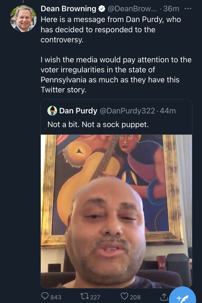 shortly after the apparent alternate account’s discovery, “danpurdy322” posted videos of himself for the first time, “proving” he is real and not dean browning’s alternate account, which dean was quick to present to everyone