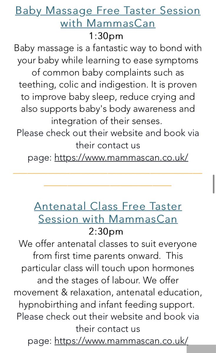 BabyWeekUK's tweet photo. Tomorrow Wednesday 11th November - #BabyWeekLeeds brings you lots of FREE events 👇🏼
We have fantastic taster sessions, please see below or visit our website to book your place and get the live link: https://t.co/fDBgz06jLS
#babyweek2020 https://t.co/FVpPH6NjEK