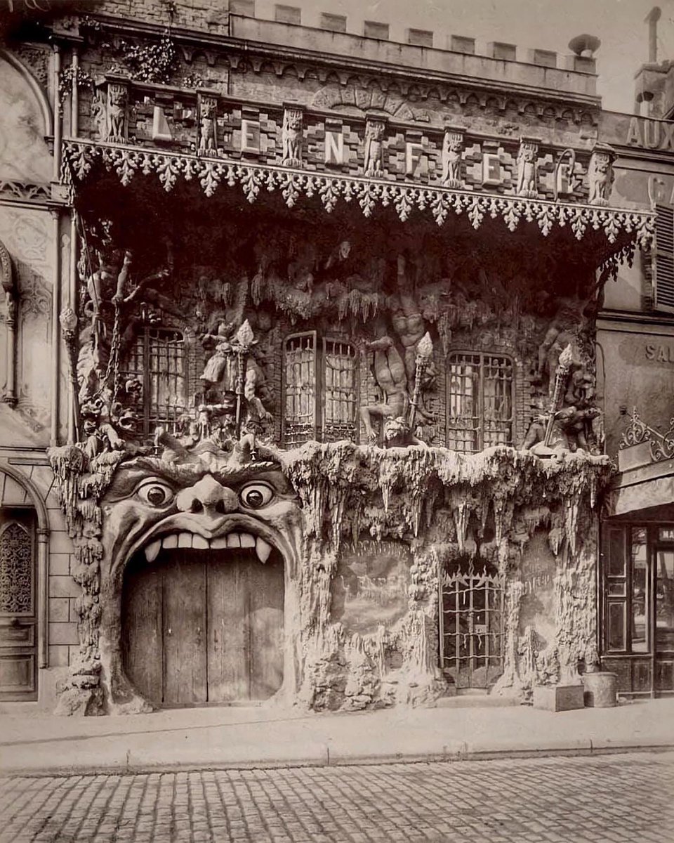 HPL_JDeLaughter's tweet photo. 💀The house is hungry &amp; you're the closest thing to lunch standing around nearby...bon appetit!🎨Cabaret de L’Enfer (The Cabaret of Hell) was a well-known cabaret located in Montmartre, Paris🦑#HiFructoseMagazine #HauntedHouse #Horror https://t.co/fZtdPu8Ezr