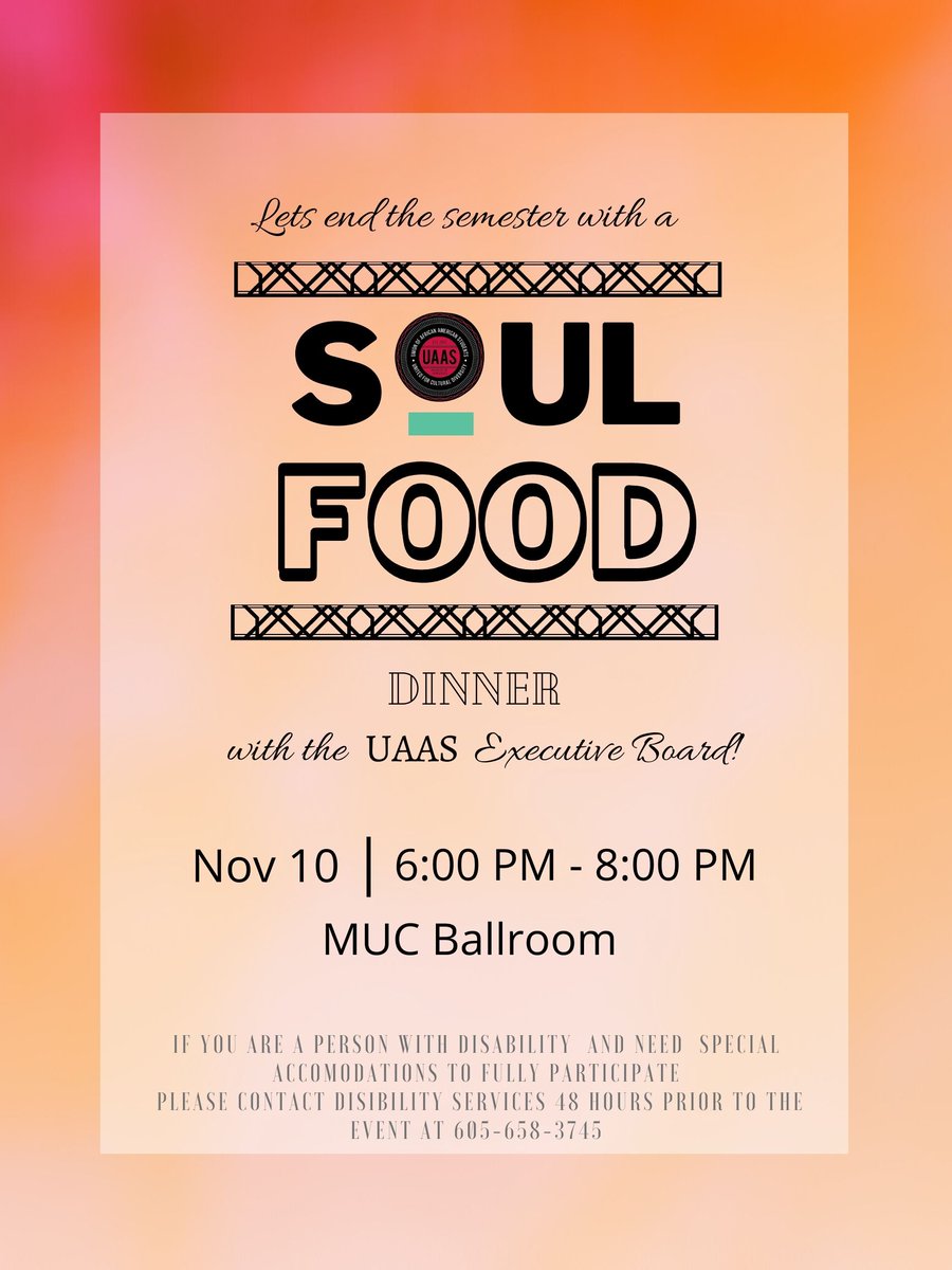 The event will start at 6 with some delicious food and awesome USD Faculty who decided to play jazz in the Ballroom! I hope to see everyone there.