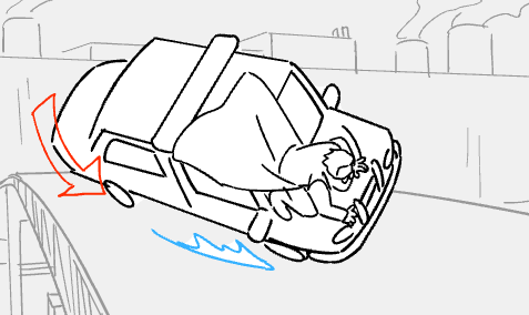 Some fun chase stuff I boarded and cleaned up for We Bare Bears movie... got better at drawing cars suddenly