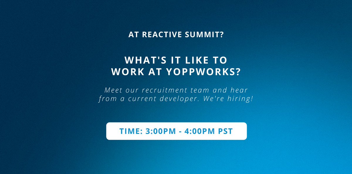 Missed your chance to speak with our recruitment team earlier? Now's your chance! #hiring #Reactive20 #ReactiveSummit