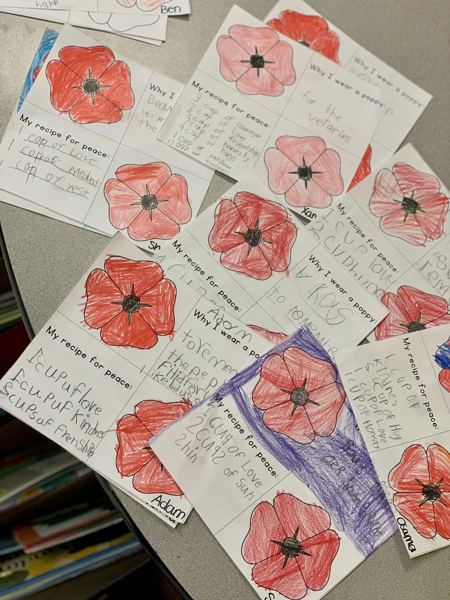 Today rooms 5 and 6 talked all about Remembrance Day and why we wear poppies. We made our own recipes for peace - “1 cup of love, 1 cup of meditation, 1 cup of rest.” #LestWeForge #dhscbe