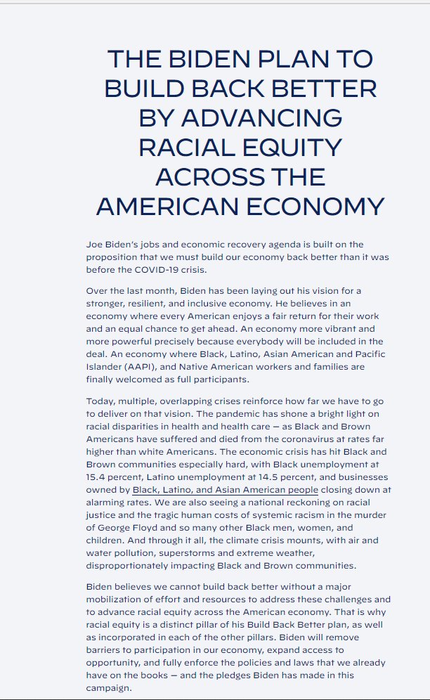 I mean...what is she even doing anymore? ZERO! This is such an easily disprovable lie. We're entering into gaslighting territory, here.Here's a direct plan from Bide. And for good measure, one from the last nominee.  https://twitter.com/lbarronlopez/status/1326360136554848258