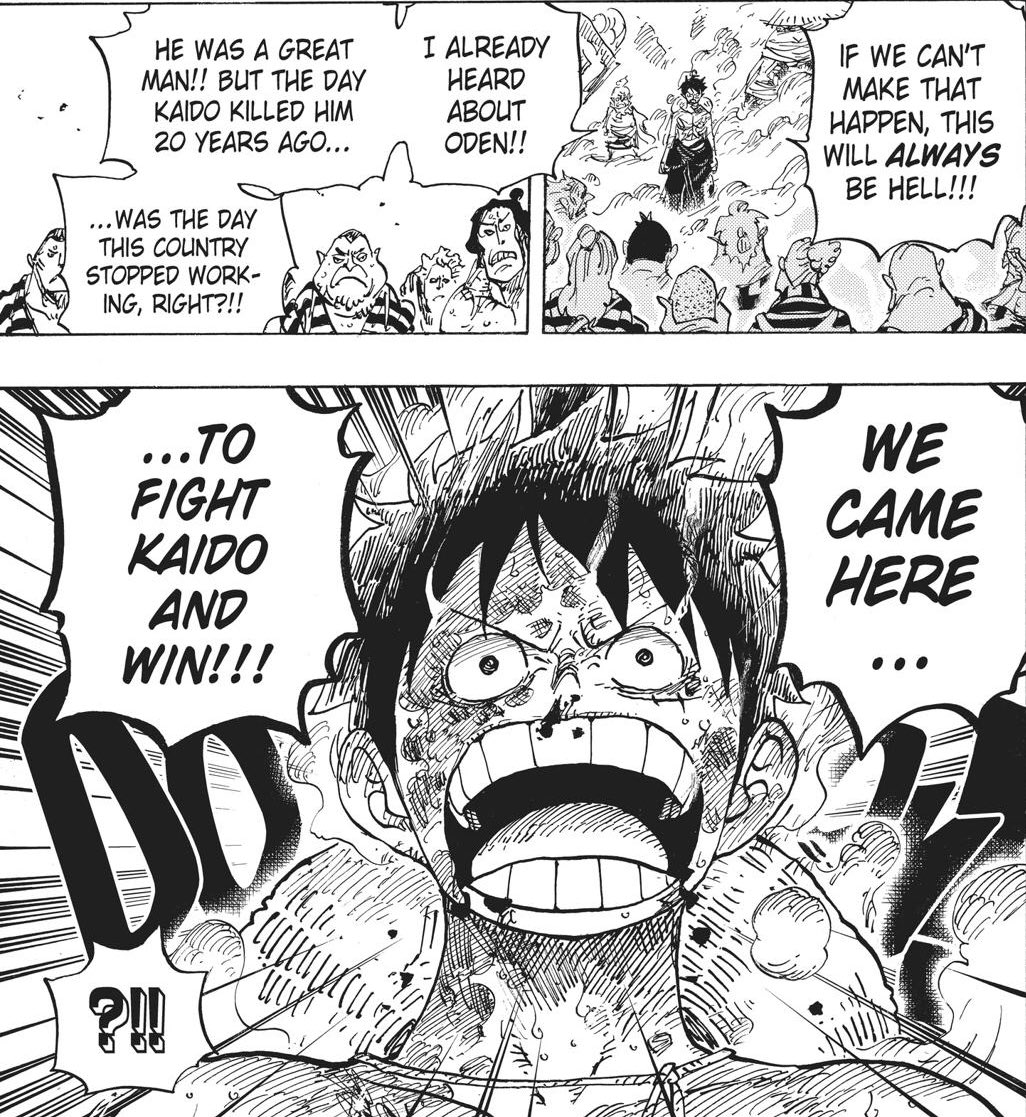 Car oui, ce sont bel et bien les FR et Luffy qui sont les héritiers d’Oden, tant dans leur volonté d’ouvrir et sauver le pays que d’être les protecteurs de Wano ( @IIuffy l’explique très bien dans ce thread pour le cas de Luffy).  https://twitter.com/iiuffy/status/1304345604164853760