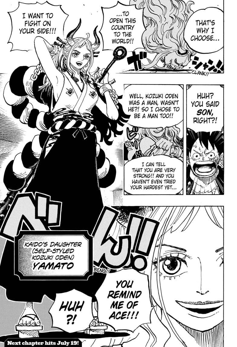 Il n’a donc aucunement la légitimité de combattre Kaido en tant qu’héritier d’Oden ou au nom du clan Kozuki contrairement à Luffy, aux FR ou même à Yamato (qui est bien plus lié à Oden et sa volonté d’ouvrir les frontières du pays que Zoro).