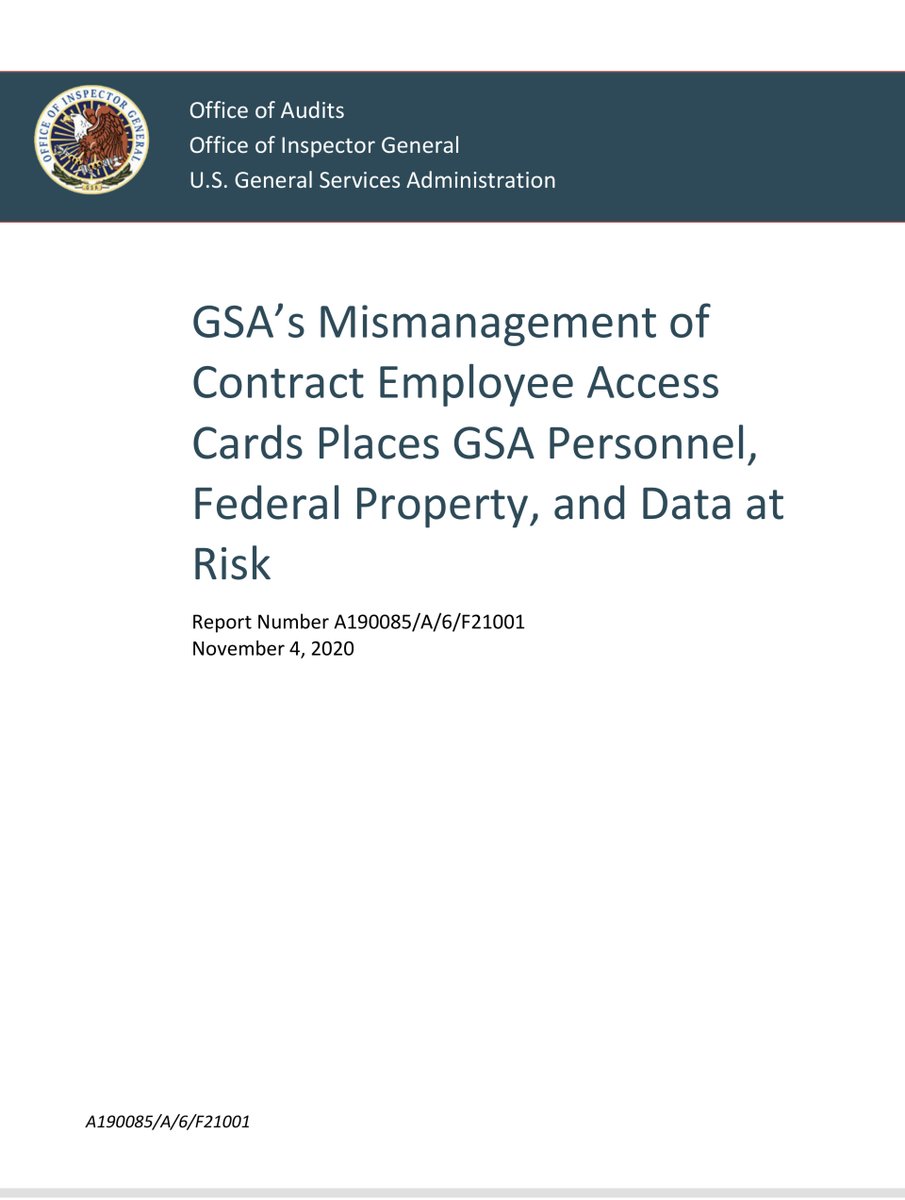 Dear  @GSAEmilyPersonal Indenity Verification (PIV) CardsI have questionsAs the  @GSA Administrator your job is to ensure the Agency is operating smoothly/efficiently  @GSA_OIG Feb2017-Aug2019-FAILED to account for 15,000 PIV-445 contractors who FAILED a background check