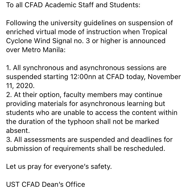 ustcfadsc's tweet photo. ANNOUNCEMENT:
To all CFAD Academic Staff and Students, please be guided accordingly.
#CFAD2020
#CFADUncharted https://t.co/KgsSrpSmoM