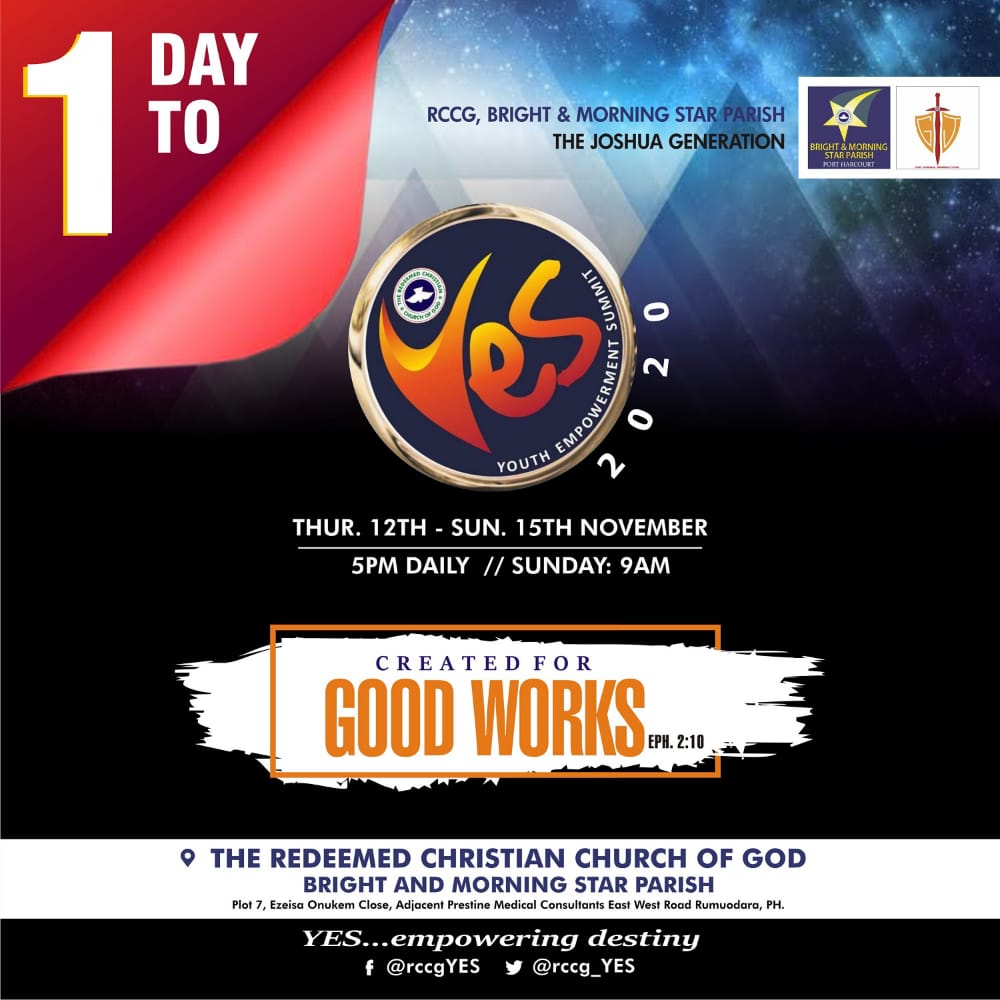 rccg_YES's tweet photo. #yes2020 is just #1day from here.
Plan! Prepare! Pray! &amp; Participate!
See you @ the summit. https://t.co/ZD2VoWFg1h