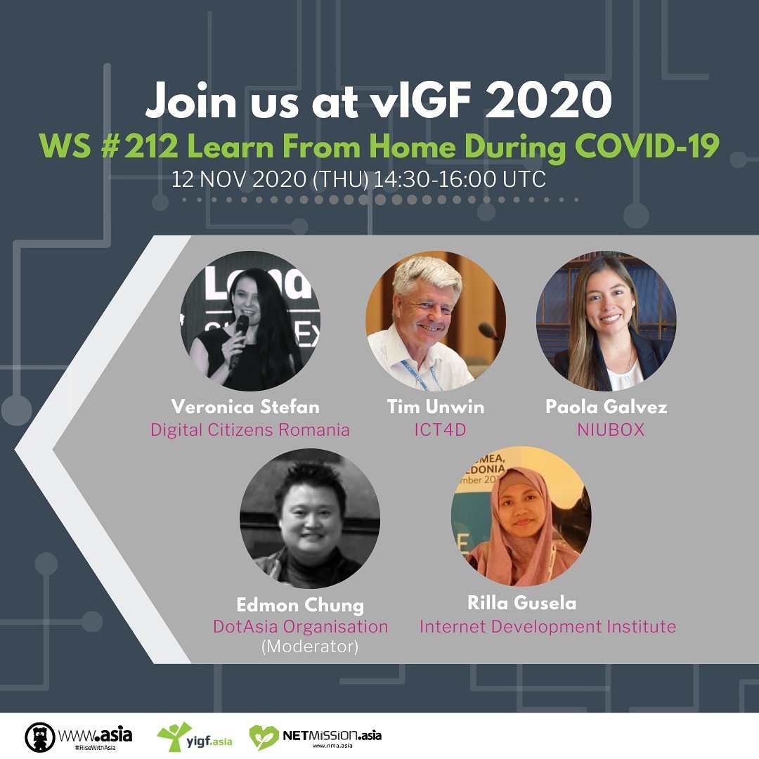 institute_id's tweet photo. Rilla @rillagusela is going to share her experience of learning from home during covid-19. Tomorrow, 12 Nov at virtual Internet Governance Forum, 14:30-16:00 UTC.
more info:
https://t.co/yqlBVl90i1
#vIGF #igf2020 #idinstitute #internetdevelopmentinstitute #covid19 #wfh #sfh https://t.co/2JZkPJAwxK