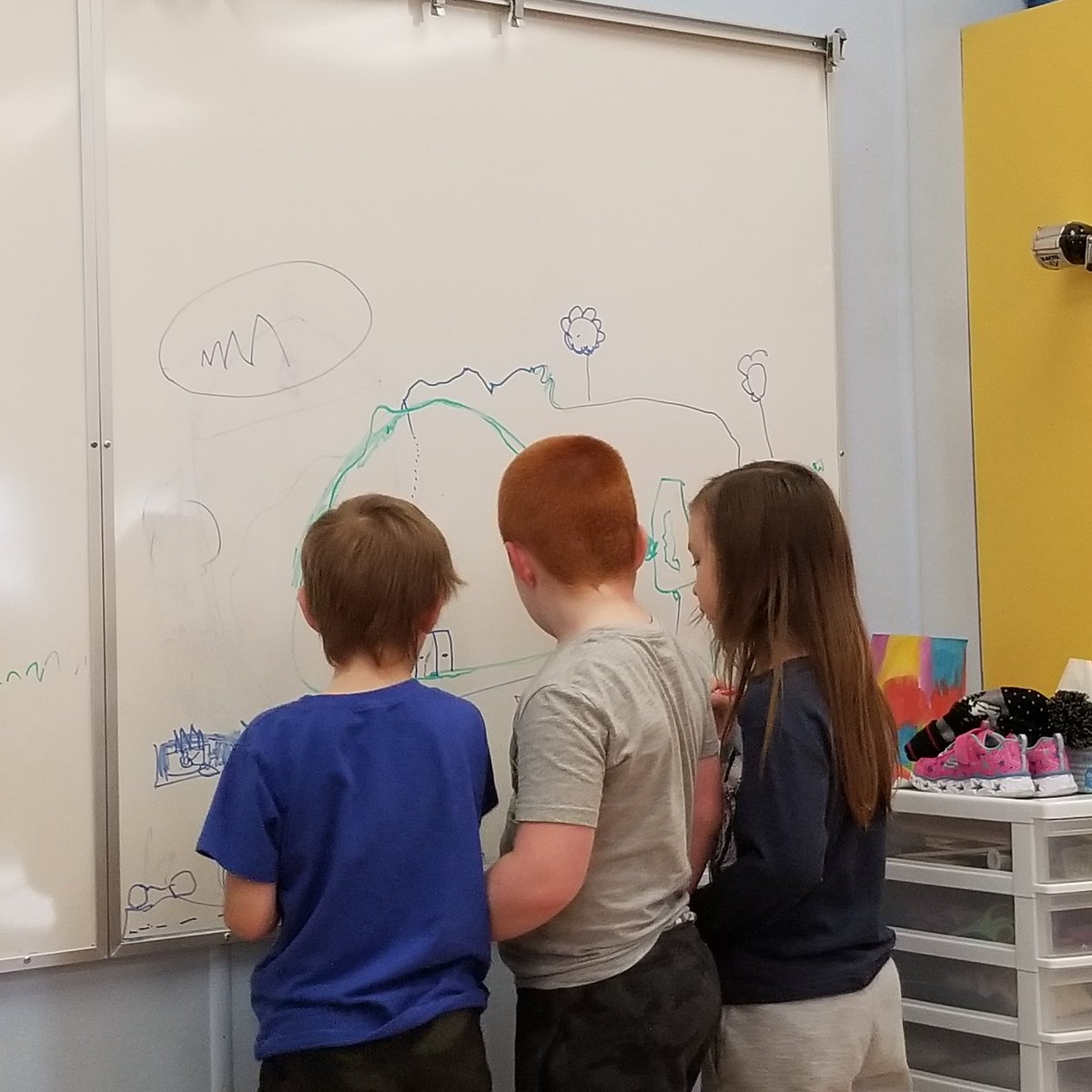 MOkrainetz's tweet photo. Vertical learning in my KindergartenGrade Ond class today. Discussing what we need in our community to grow and live. #sd27 #caribooteachers https://t.co/PlE6hqSzMW