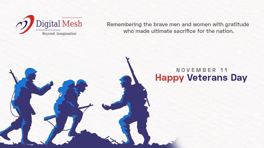 DigitalMesh1999's tweet photo. Remembering the brave men and women with #gratitude who made the ultimate #Sacrifices for the nation.
Wish you a happy #Veterans Day with respect, honour and gratitude.
#VeteransDay2020 #veteransday #Military #Software #programming #DigitalMarketing #DigitalMesh https://t.co/KmrQwa3Vuc