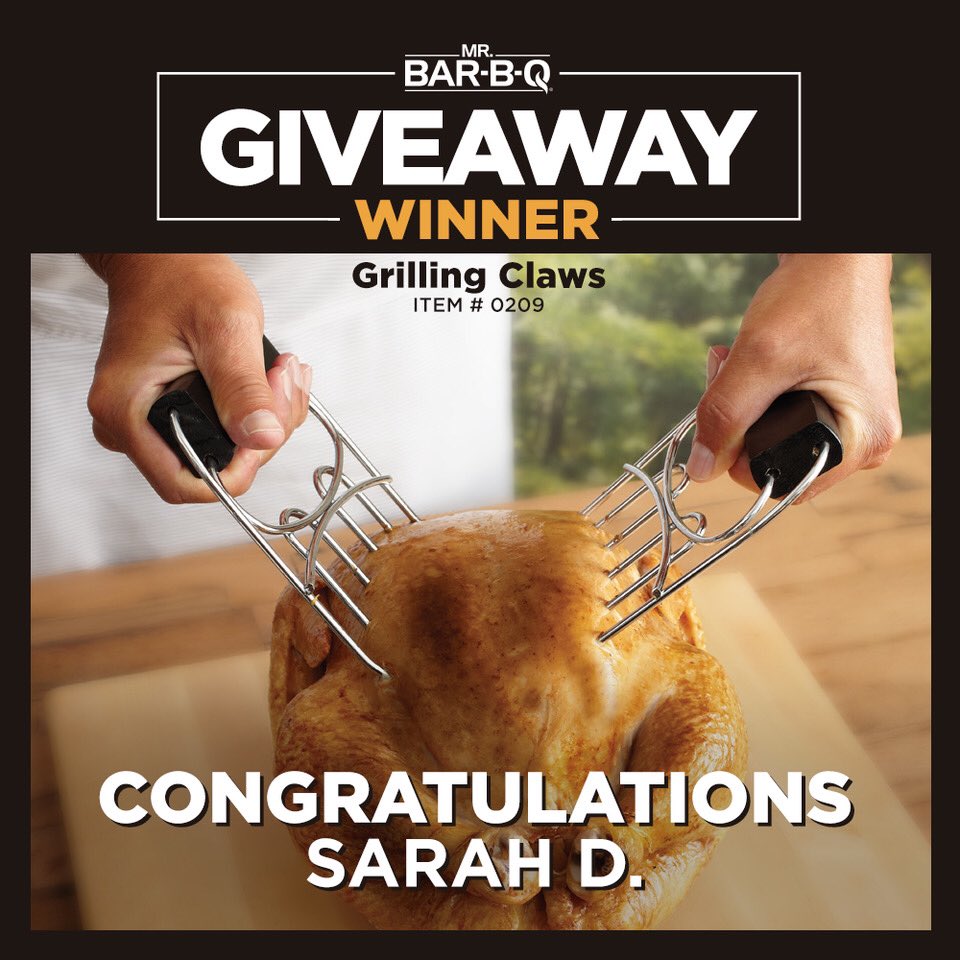 MrBarBQ's tweet photo. CONGRATULATIONS Sarah D.
You are the lucky #MRBarBQGiveaway winner! Thanks for playing. Keep an eye out for the next one for a chance to win more great prizes! 

#MRBarBQGiveaway https://t.co/B9GAOsVb67