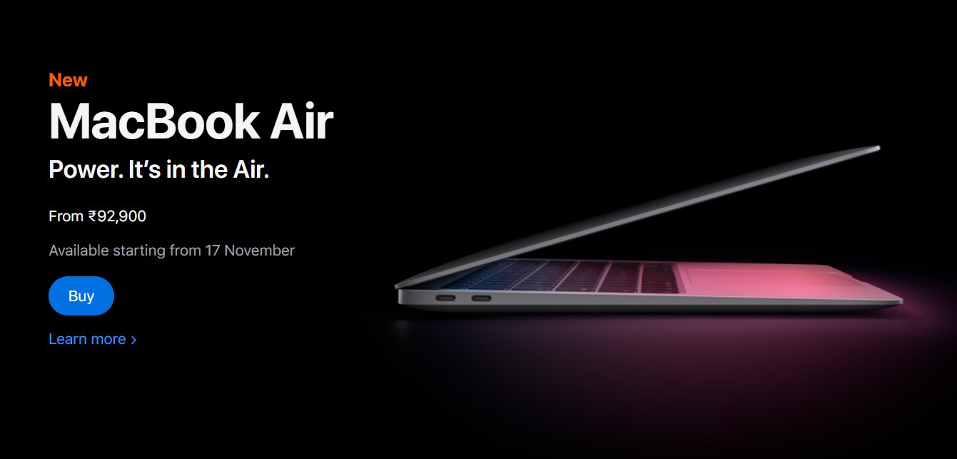 Ranjit on X: "The new Macbook Air with the Apple M1 Chip is listed