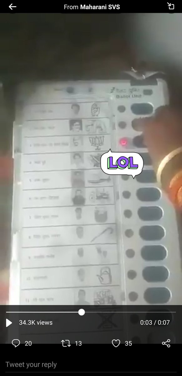 himanshu0369's tweet photo. @Mahipal71024696 Hey, are you stupid or acting like one? The voter has used two fingers and purposely voted for the lotus! This is screen shot from the same video! @BJP4India What's with people spreading fake videos? https://t.co/EzPlaEJfrW