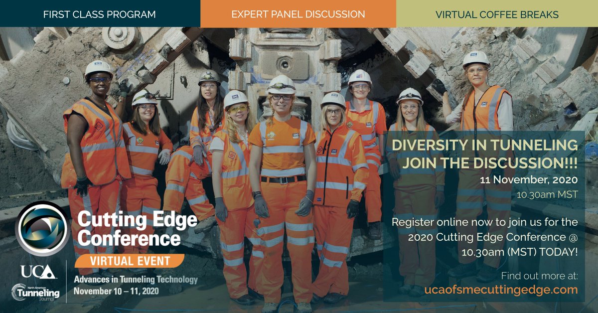 Great turnout and great discussion today!!! Join us online tomorrow for day-two of the 2020 Virtual Cutting Edge Conference and the WIT coffee break on diversity in tunneling! #CuttingEdge2020 #diversity #womeninengineering 
ucaofsmecuttingedge.com