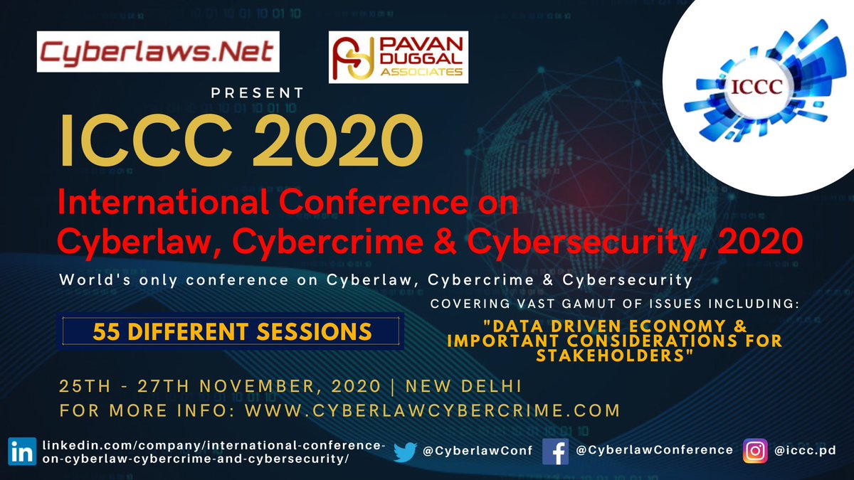 cyberlawuniv's tweet photo. #cyberlaw #cybercrime #cybersecurity #virtualconference #itsecurityconference #iccc2020 #cyberconference #artificialintelligence #AI #IoT #internetofthings #blockchain #cryptocurrency #bitcoin #coronavirus #COVID19 #workfromhome https://t.co/IQ0XjzworK