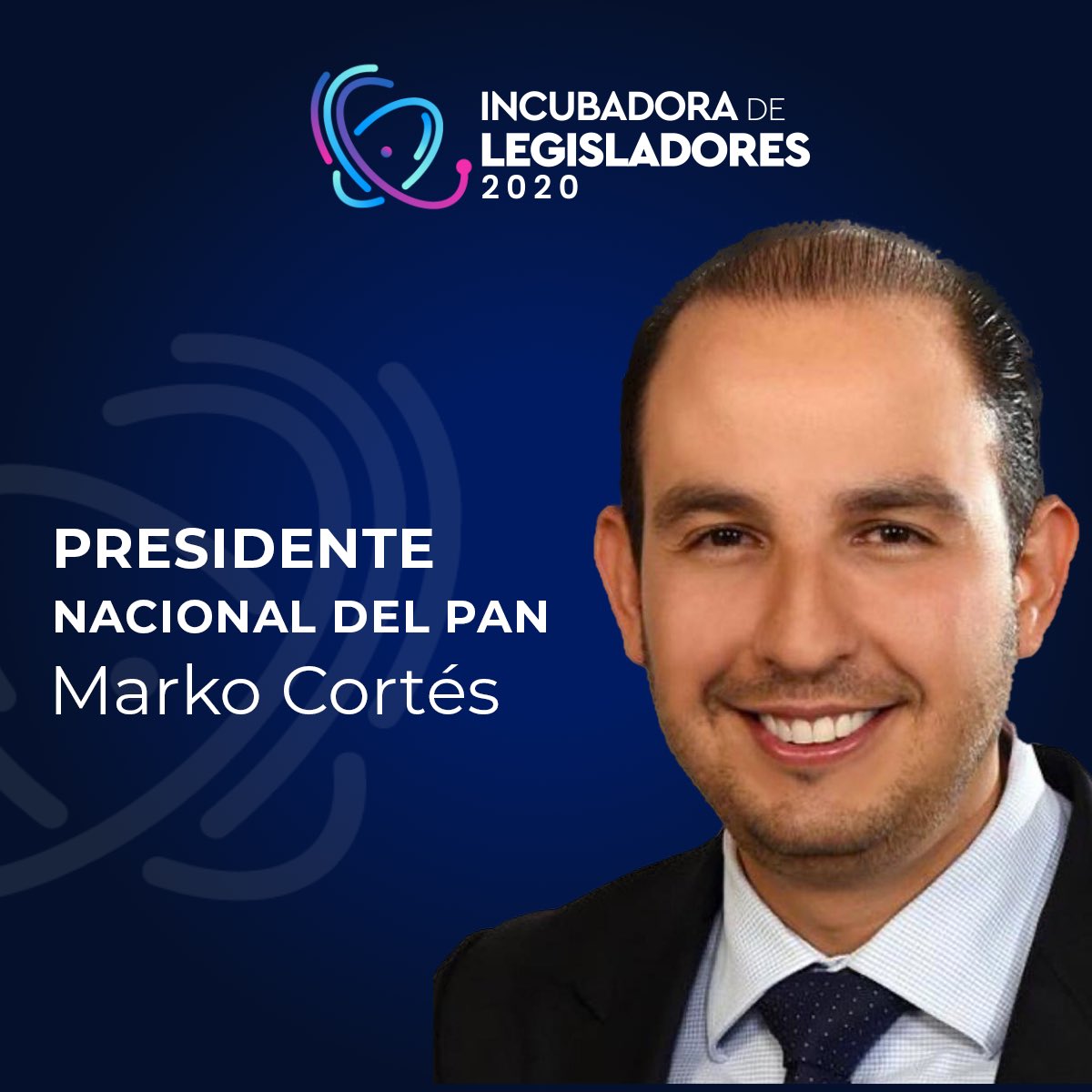NadaNosDetiene's tweet photo. Nos acompaña @MarkoCortes presidente nacional de @AccionNacional en la inauguración de la #IncubadoraDeLegisladores2020. https://t.co/WbOZdb9UfN