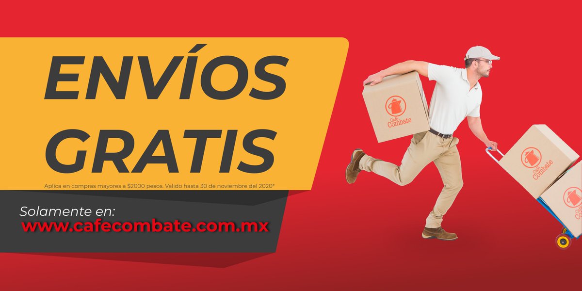 Cafe_Combate's tweet photo. El mejor café ☕️ hasta la puerta de tu casa y con 📦 ENVÍO GRATIS. Entra ahora 📲 a https://t.co/agNpAtFza5 y adquiere en tuyo.

#CafeCombate
Para compras mayores a $2000 pesos.
Valido hasta el 30 de noviembre del 2020. 
Aplican T&amp;C https://t.co/z64aK2bowk