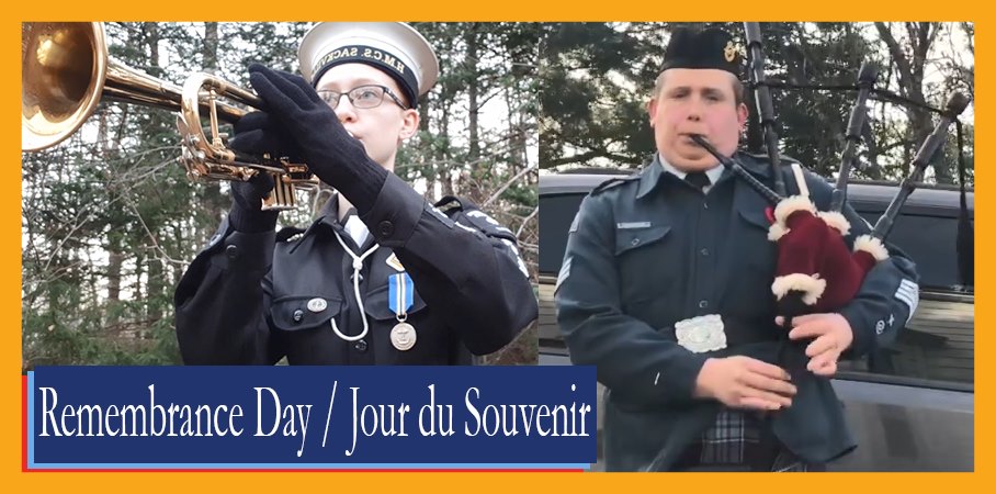 Où que vous soyez en ce #JourduSouvenir nous vous invitons à faire une pause et à écouter les musiciens des cadets de l'Atlantique.

La vidéo sera présentée en première à 11 heures NST et retweeté à 11 heures AST.