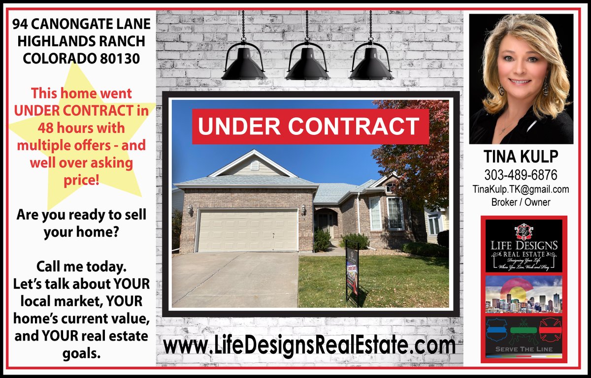 LifeDesignsRE's tweet photo. Are you ready to make a move?
We are ready to work HARD for you!
Tina Kulp
303-489-6876
Life Designs Real Estate
https://t.co/S5qALsYZeF
Designing Your Life Where You Live, Work and Play
#Colorado
#Realtors
#RealEstate
#MovingToColorado
#LivingInColorado https://t.co/cTXoe8aAPj