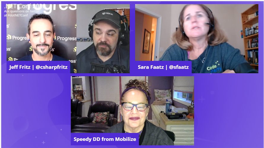ddskier's tweet image. We&apos;re in the green room getting ready for #CodeParty #dotNETConf. T minus 25 mins!