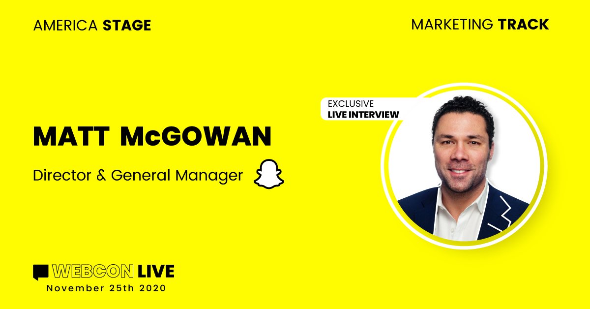 webcongress's tweet photo. Snapchat Canada's Director and General Manager will be one of our confirmed speakers for #WEBCON2020! @matt_mcgowan will be speaking on topics such as: Snapchat, Social Media, Digital Advertising Space, Leadership. Sign up for free at https://t.co/4FEoDTY7o3 #SmarterTogether https://t.co/sr1EgP6W5f