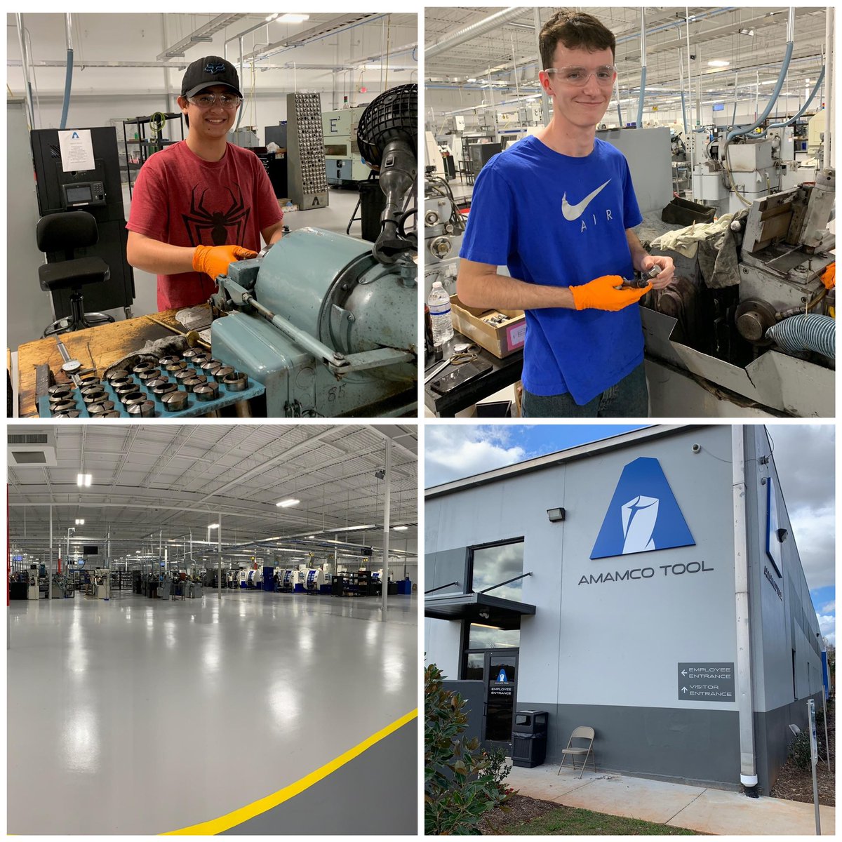 RDAndersonatc's tweet photo. AMAMCO Tool, one of the many companies RDA partners with for co-op, recently moved into their state of the art new facility in Lyman, SC. Machine Tool Technology students, Mason Johnson (Dorman senior) and John Johnson (Byrnes senior) are celebrating their 1 year on co-op. https://t.co/GxuZZ60uDy