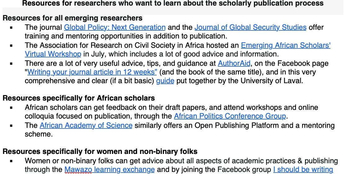 As promised, here is the list that I've compiled: free online resources for emerging researchers who want to learn about the scholarly publication process. Thanks to all of those who've sent me these suggestions! Hopefully the list will be helpful to many of our colleagues.