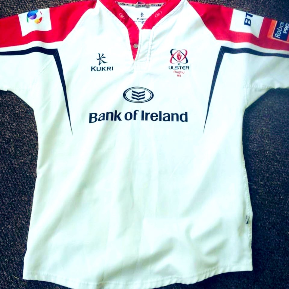 SUFTUMHeritage's tweet photo. Match worn shirt used by the fantastic John Afoa during the 2012/13 season and carrying NS below the crest in memory of Nevin Spence #UlsterRugby #rabodirectpro12 #JohnAfoa #NevinSpence @ Kingspan Stadium https://t.co/wZEaSQPX5k