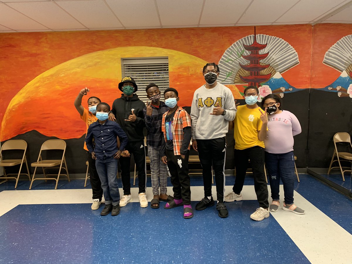 Today Bro. Mathis and Bro. Farmer taught kids at the Housing Authority of Bowling Green how to step. #ManlyDeeds #ΑΦΑ