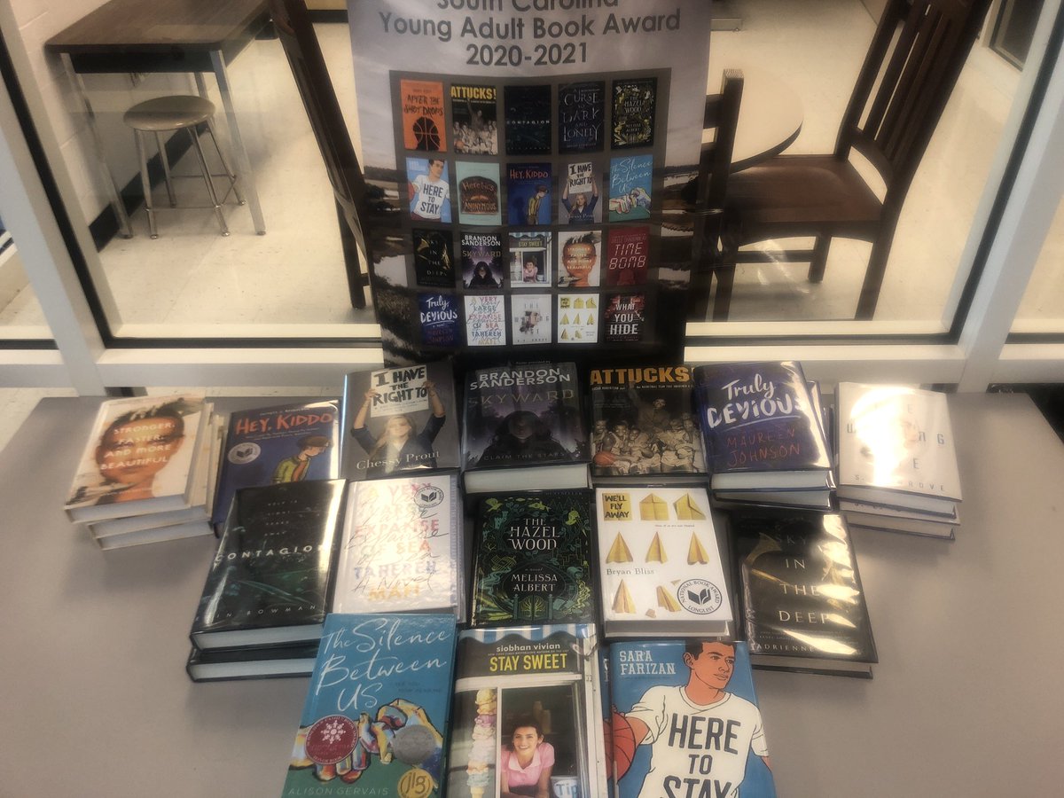 AynorHSLibrary's tweet photo. This year’s SCYABA nominees have something for everyone!! Stop by the library and check them out!!
#bluejacketsread #ahsreads
#ahslibrarylearningcommons
#ahsllc #bluejacketlife
#aynorhighschool
#hcslibrarymedia
#leadhcs #hcsleads #futurereadylibrarians #libraryrocks https://t.co/SkRYc2t2nE