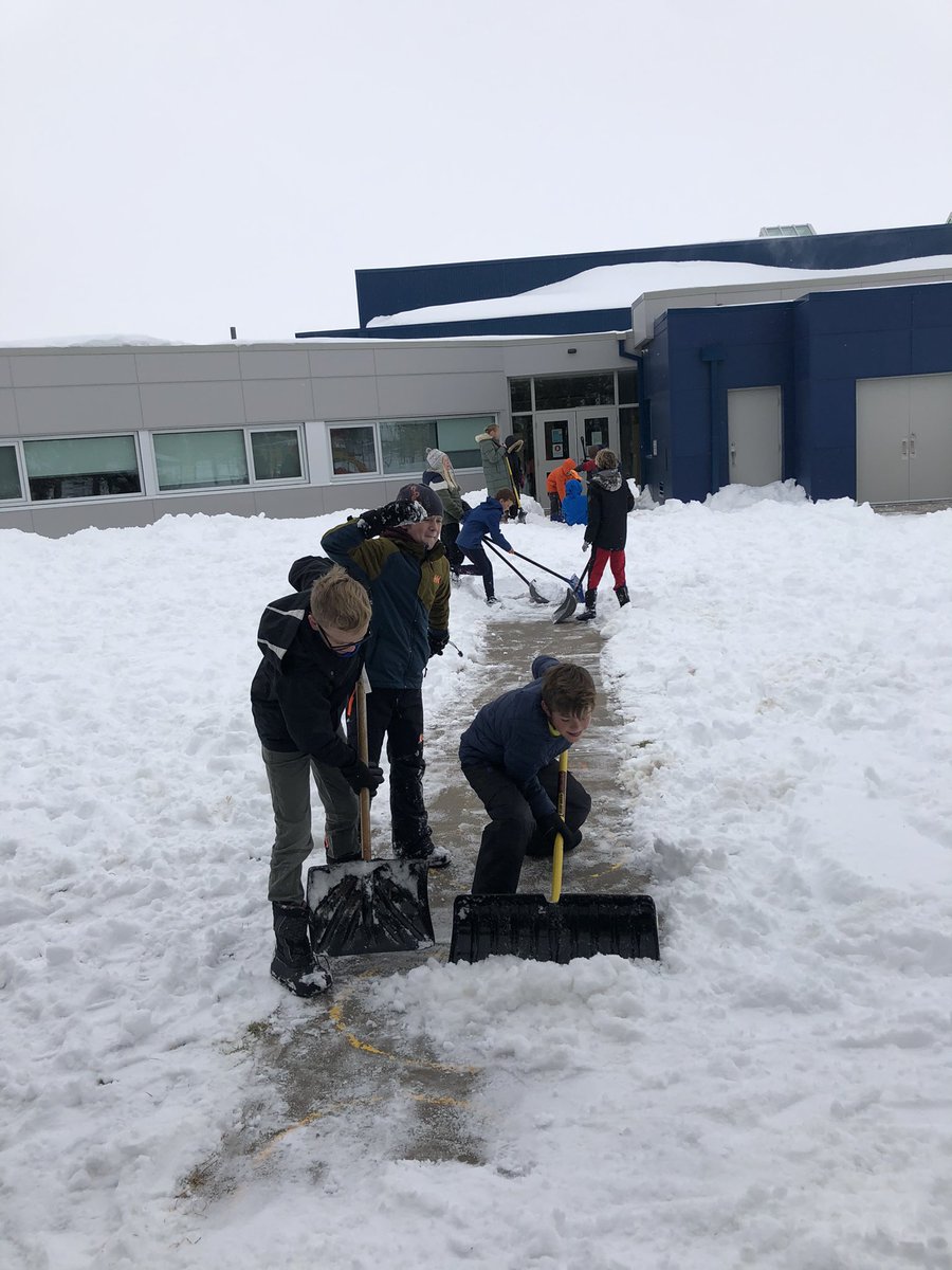 StirlingSchool's tweet photo. These Lakers continued their kind acts today by helping shovel around the school and Fire Hall! Thanks Grade 6! #KindnessMatters https://t.co/W9C0mbQAdH