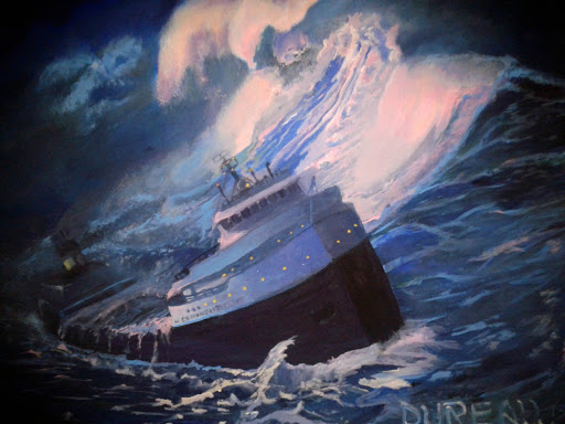 The "Three Sisters" are three rogue waves of higher than average height. They were reported occurring that night, and the theory is that two waves raised the bow and stern, causing the iron ore to go to the middle of the ship and snap it in half.