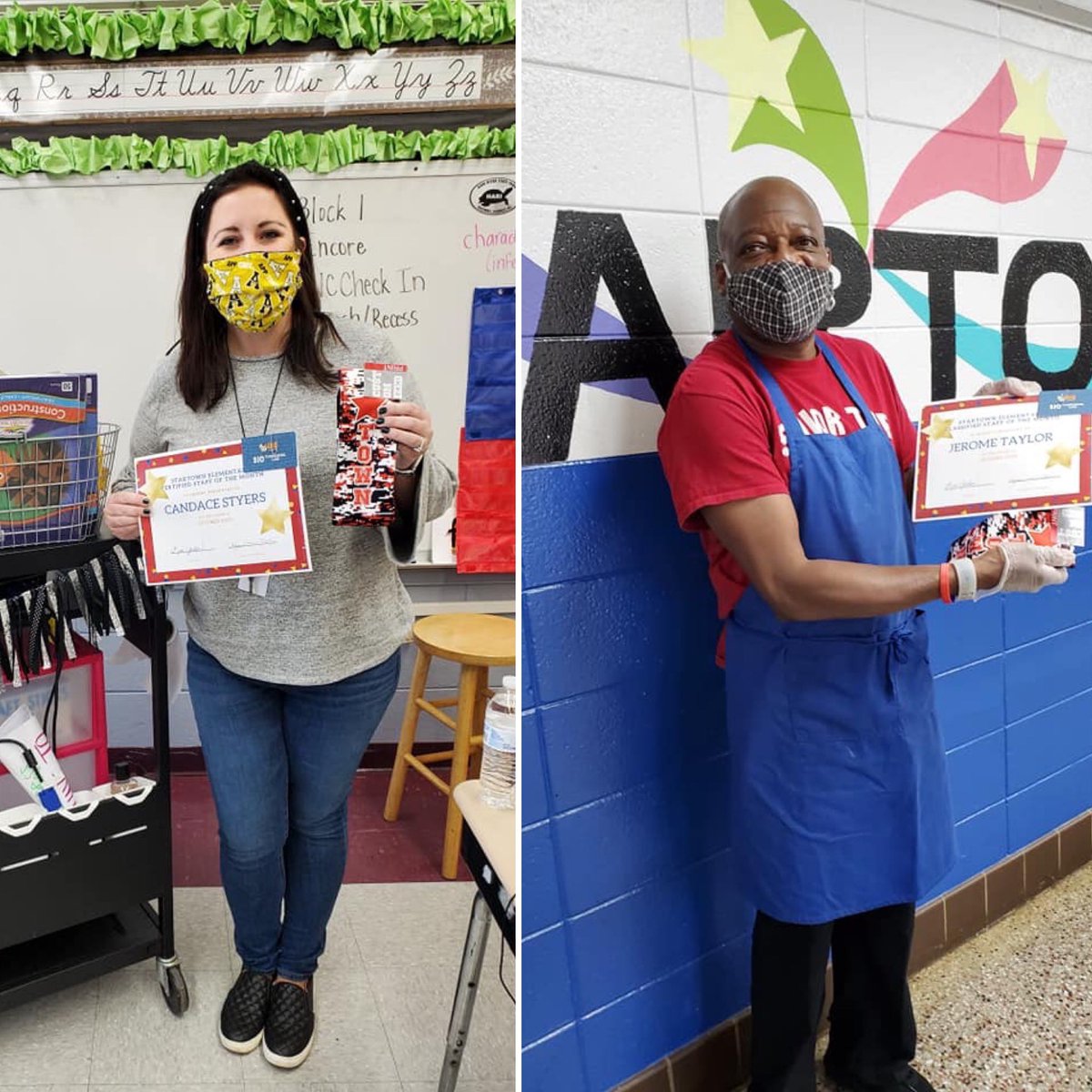 startowntigers's tweet photo. @startowntigers honors our October #staffofthemonth, @CandaceStyers and Jerome Taylor. #thankyou for going above and beyond for our kiddos! @catawbaschools https://t.co/yWI4A0gRvL