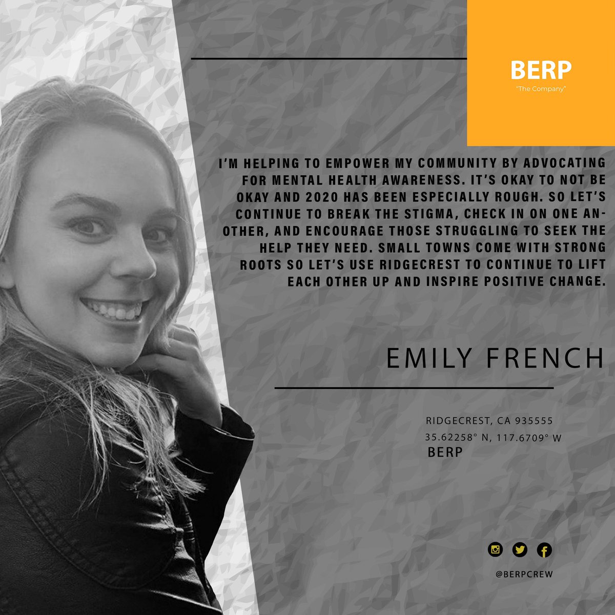 BERPCrew's tweet image. BERP Profile - Emily French
