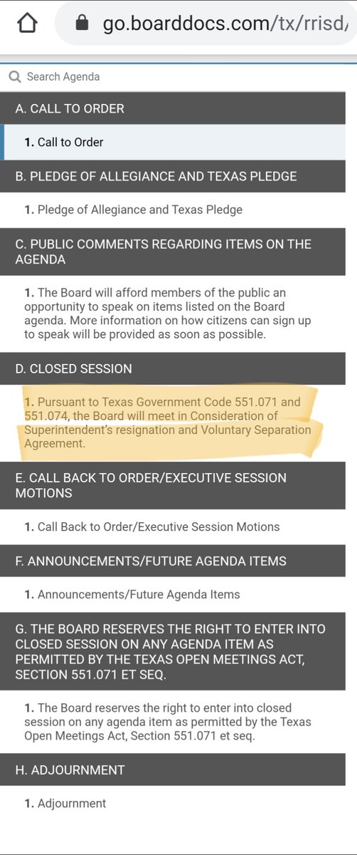 This RRISD Agenda was posted for this Friday, November 13. Board will meet in Consideration of Superintendent’s Dr. Flores resignation and Voluntary Separation Agreement.