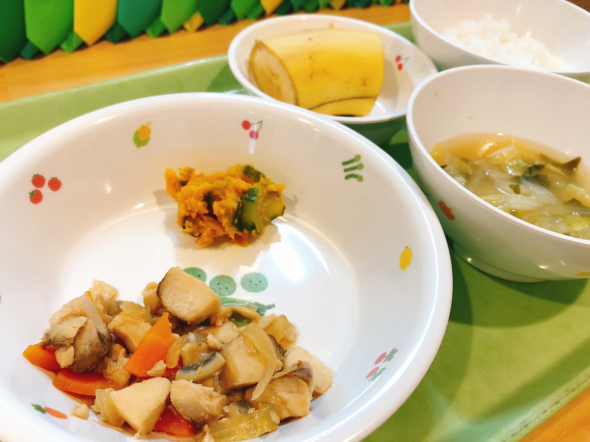 ふじさんbu Bu保育園 公式 食育 英会話にも力を入れてます 昨日のbu Bu給食 普通食 ご飯 お味噌汁 さわらの煮付け かぼちゃサラダ バナナ 離乳食 中期 7倍粥 豆腐 白菜 人参 玉ねぎ バナナ だし汁 おやつ 野菜もち 当園では食材の切り方 ふじさんbu Bu保育園 公式 食育 英会話にも力を入れてます 昨日のbu Bu給食 普通食 ご飯 お味噌汁 さわらの煮付け かぼちゃサラダ バナナ 離乳食 中期 7倍粥 豆腐 白菜 人参 玉ねぎ バナナ だし汁 おやつ 野菜もち 当園では食材の切り方