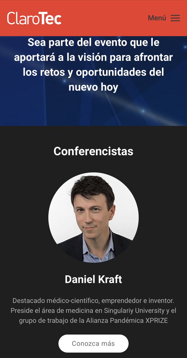Un lujo contar con la participación en RD de <a href="/daniel_kraft/">Daniel Kraft, MD</a>, quien preside el área de medicina de <a href="/singularityu/">Singularity</a> y del equipo de <a href="/xprize/">XPRIZE</a>. Atención miembros del capítulo de SU en Santo Domingo. Excelente <a href="/ClaroRD/">Claro RD</a>