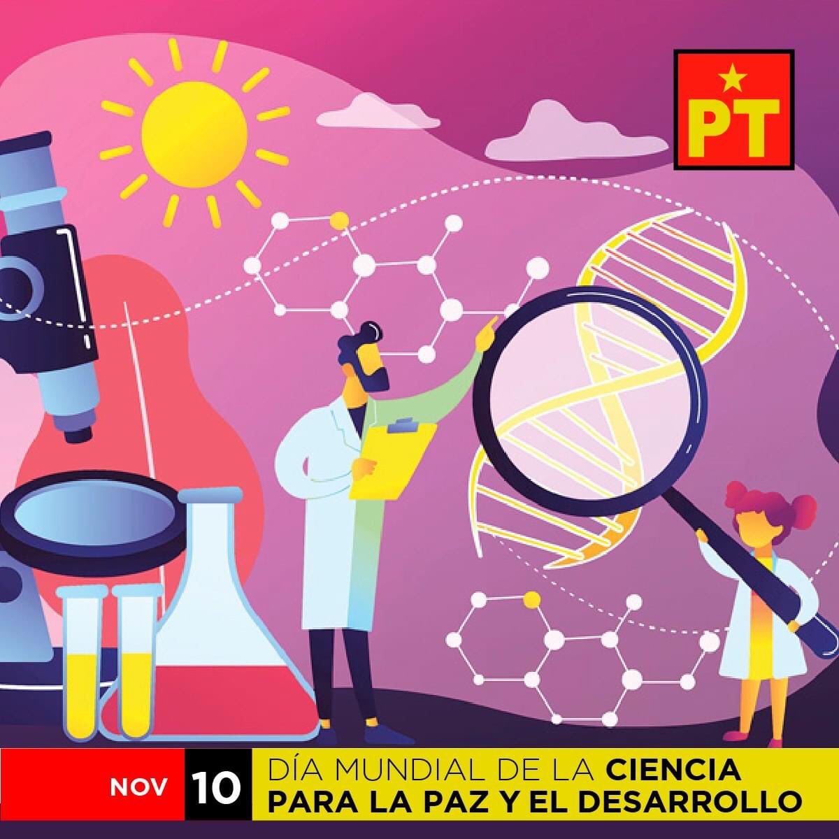 🟥🟨La situación actual ha demostrado que actuando a la par con la ciencia y el trabajo, podemos avanzar en el camino hacia un Campeche más desarrollado y una sociedad en paz
¡Todo el poder la pueblo!
#DíaMundialDeLaCienciaparaelDesarrolloylaPaz #PTCampeche #TodoElPoderAlPueblo