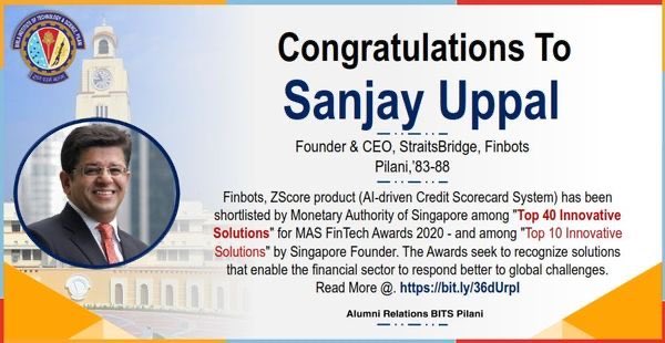 FinbotsAI's tweet photo. #BITSPilani #BITSians #BITSAlumniRelation #MASFinTechAwards @Sanjay_Uppal @StraitsBridge #Singapore https://t.co/TD98a082HN