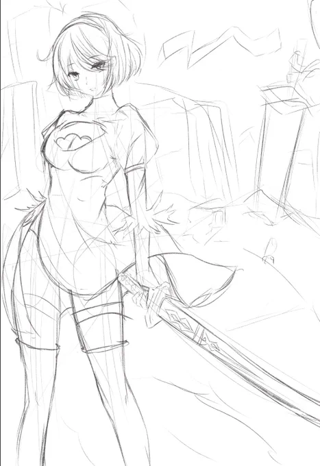 イラストを描き始めた当初のラフでてきて当時の私もなかなかやるやんけって思ってる? 