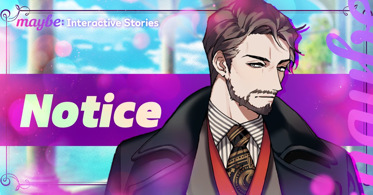 CinamonMaybe's tweet photo. New Secret Story Update: <The Tyrant's Bodyguard>
1) Open Schedule: NOV 10th (Tue) 20:00(PDT)
2) Details: New Secret Story: <Sun, Moon, Devoured by Hound>
Enjoy a new story starring Sean from <The Tyrant's Bodyguard>!
Thank you.
#Maybe #MaybeGame #MaybeApp #App #VisualNovel https://t.co/Pwp0btcilQ