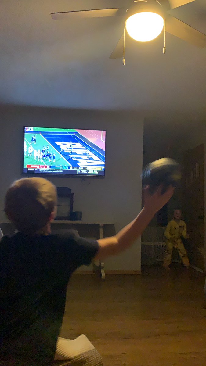 MatthewBacoulis's tweet photo. I guess catch is allowed in the house when we are watching the Alma Mater!!!! #BullsWatch @UBFootball @espn https://t.co/u0hzI2Mcb4